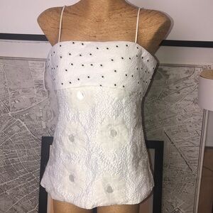 STINE GOYA Elegant White Floral Women's Top Size L